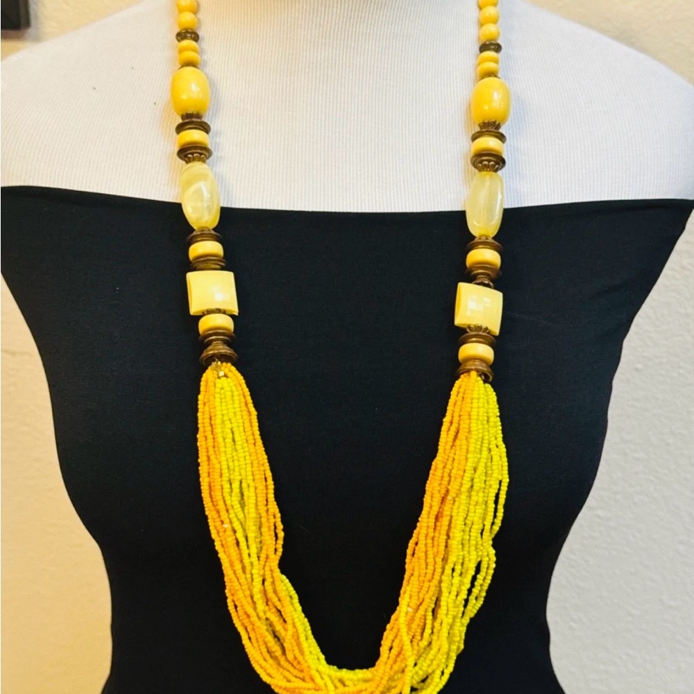 Elegant Yellow Beaded Necklace